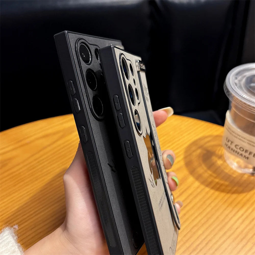2026 Cartoon Gengar Wristband Leather Phone Case For Samsung Galaxy S25 S24 S23 S22 Ultra Plus Edge S25edge Shockproof Cover