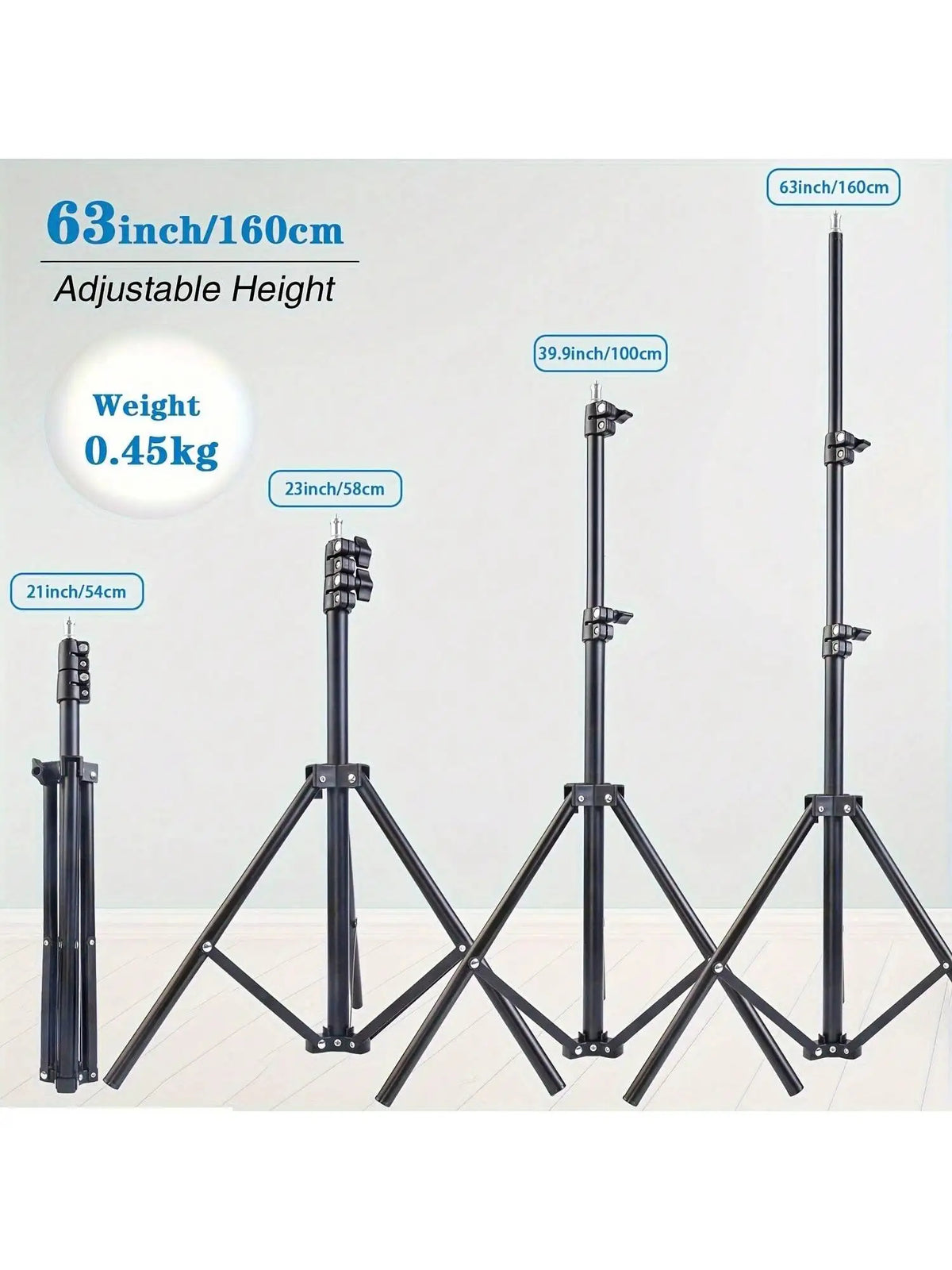1pc 63-inch With Foldable Tripod & Phone Holder clip 160.02 Cm Multifunctional Tripod, Tripod For Phone And Camera