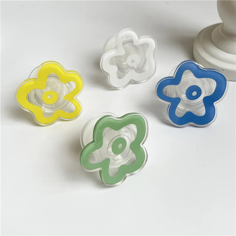 Cute Solid Color Flower Glossy Foldable Socket Pocket Grip Phone Holder for IPhone 17 Pro Max Griptok Finger Ring Stand Bracket
