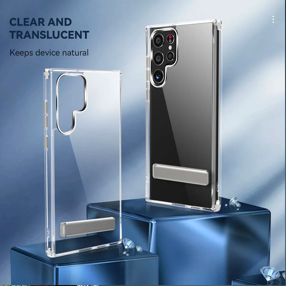 Kickstand Clear Mobile Phone Case for Samsung Galaxy S26 S25 Ultra Plus S24 S23 FE S22 Stand Cases Back Cover with Holder