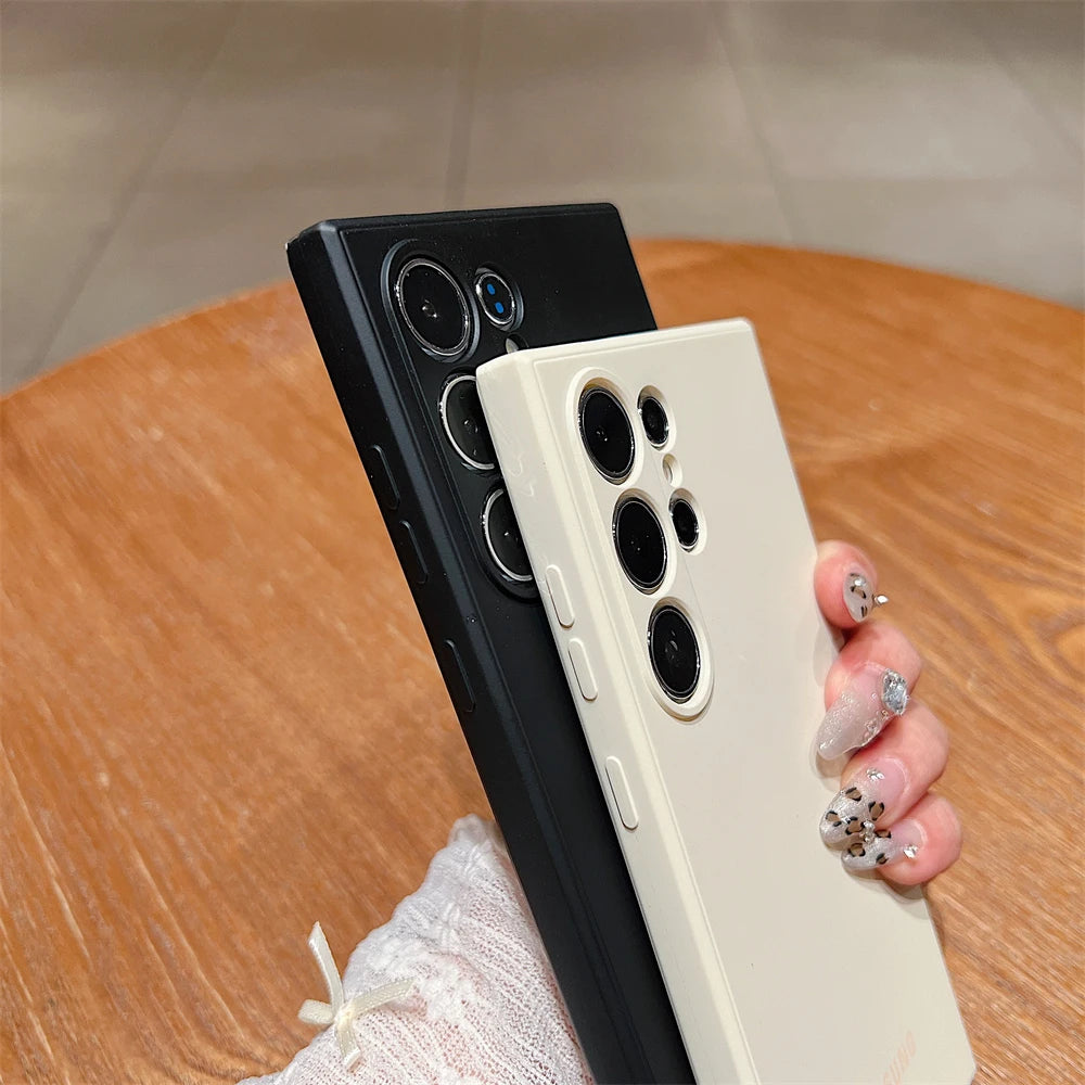 Luxury Matte Liquid Silicone Solid Phone Case for Samsung Galaxy S25 S24 S26 Ultra S23 S22 Plus S21 FE Shockproof Protect Cover