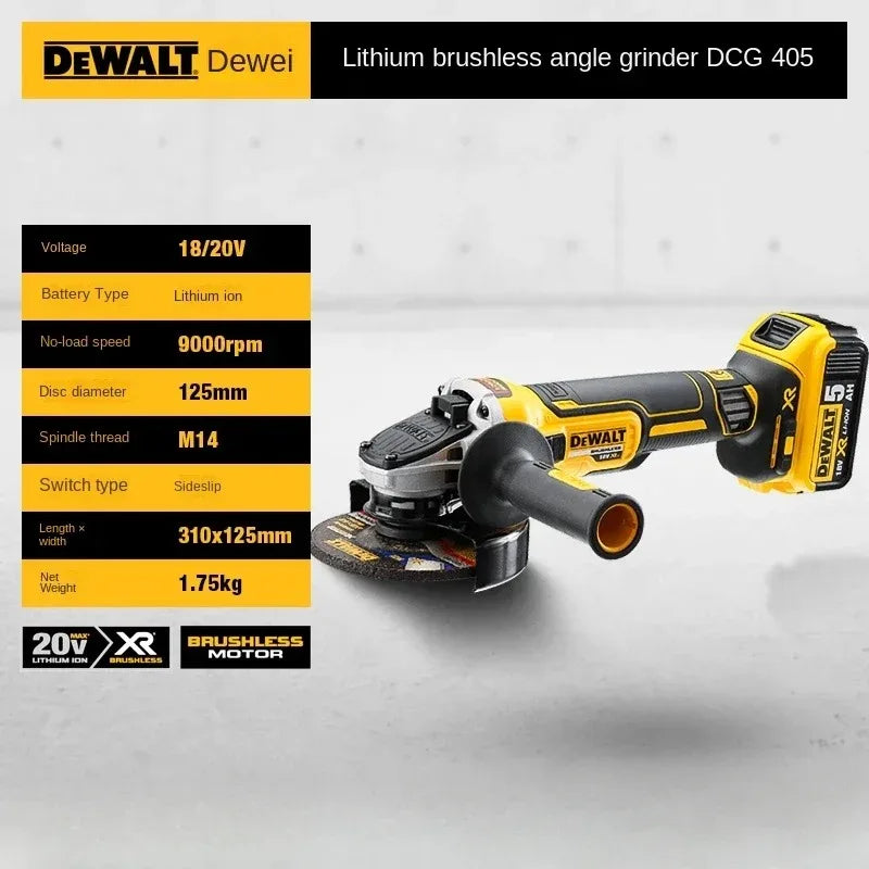 DEWALT DCG405 125mm flat head angle grinder bare machine tool cutting machine 18V lithium battery brushless tools
