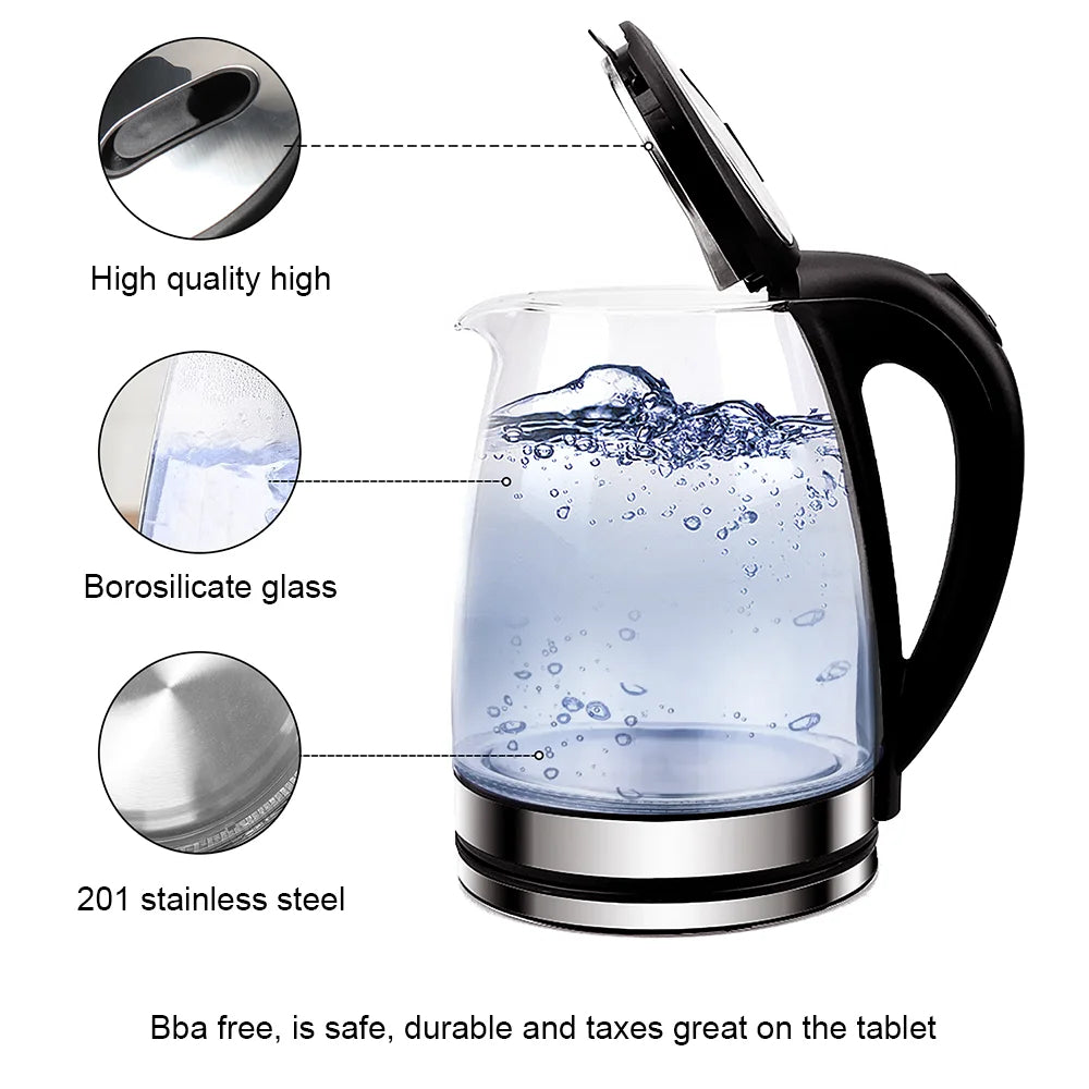220V 2000W Electric Glass1.8L Kettle UK Plug