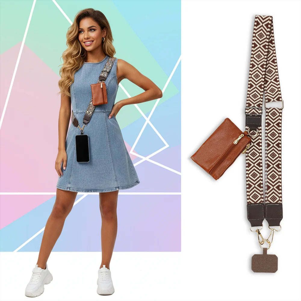 Bohemian Style Crossbody Mobile Phone Lanyards with Coin Purse Adjustable Disassembly Neck Strap for All Phone Case Accessories