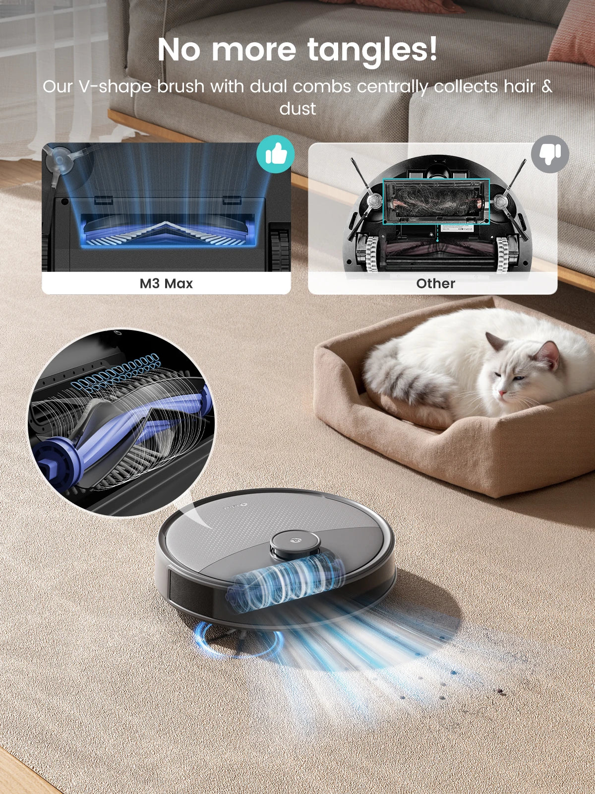 Lefant M3 Max Robot Vacuum Cleaner with Sweeping Function, 20000 Pa, LiDAR Navigation, Ideal for Pet Hair, Human Hair, and Dust