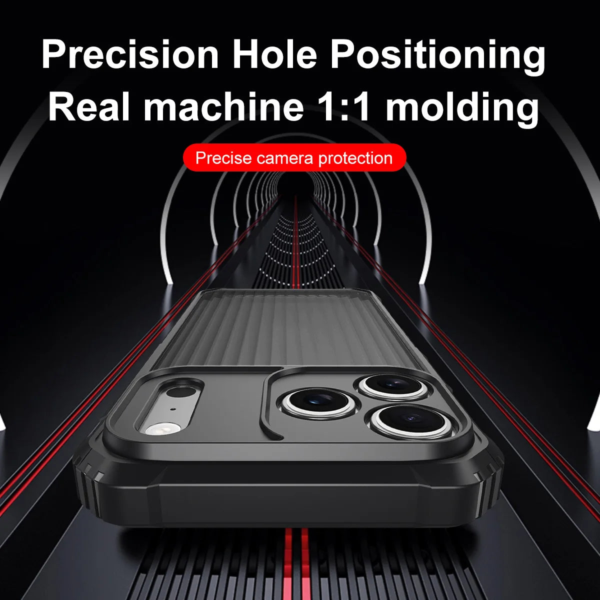 Luxury 2026 Airbag Striped For iPhone 17 16 15 14 Plus 13 12 11 Pro Max Soft Edged Black Men's Shock Resistant Protective Case