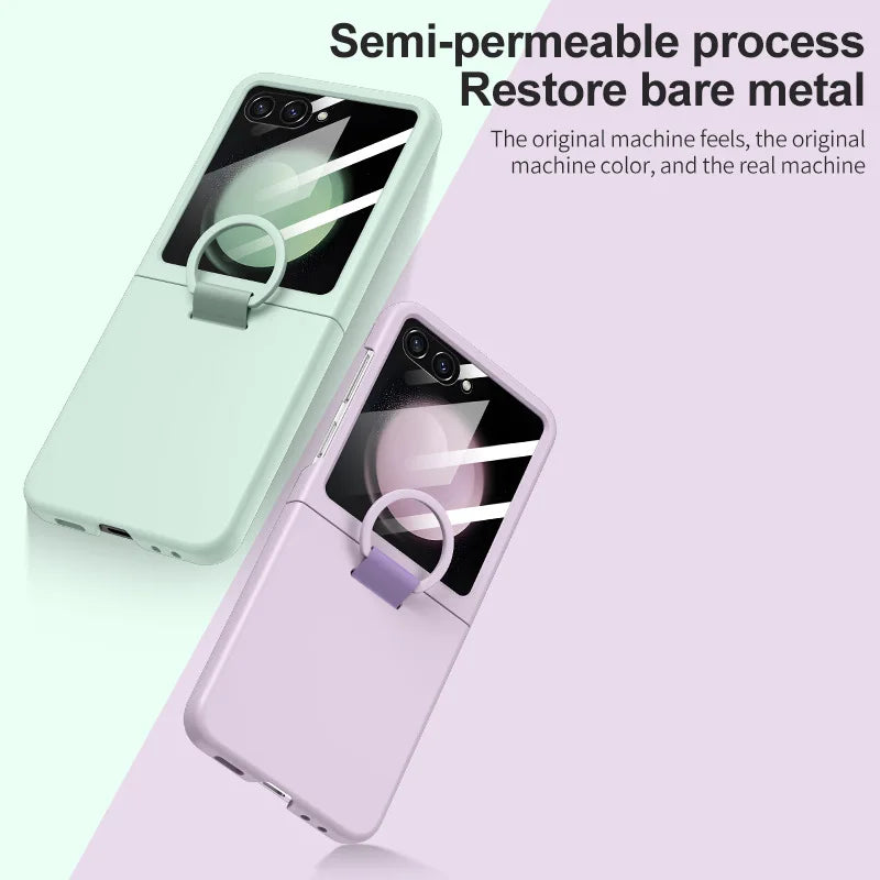 2026 Hot Skin Feel Glass Case for Samsung Galaxy Z Flip 7 FE 6 5 5G Fold business Fashion Cover Anti-knock Cases for Flip5 Flip6