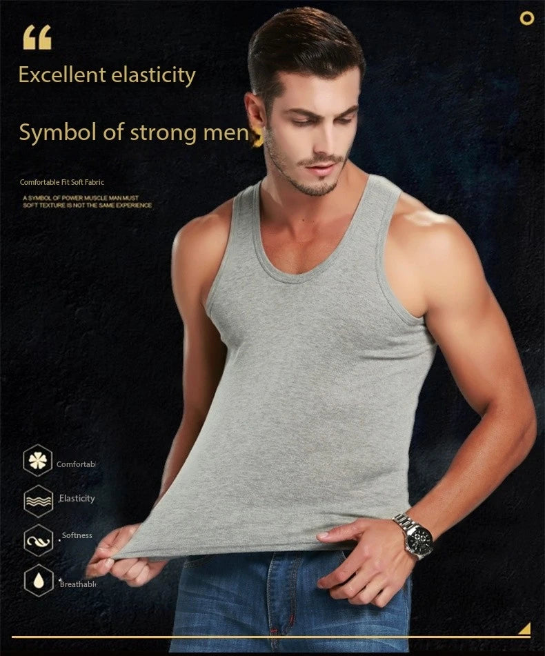 2025 New Men's Summer Lightweight Cotton Tight Vest Sports Casual Family Pajamas Outdoor Tight Top Breathable Quick Drying Vest