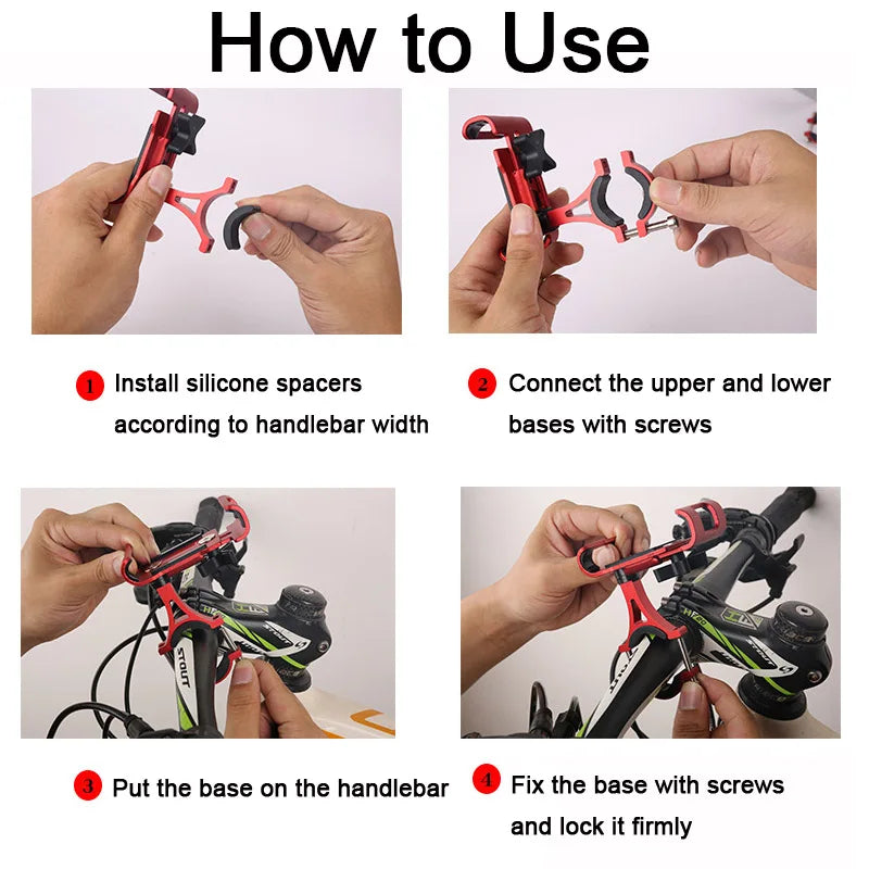 offer Metal Aluminum Alloy Mobile Phone Holder MTB Mountain Bike Phone Stand Shock-proof Fixed Navigation Bracket Cycling Accessories