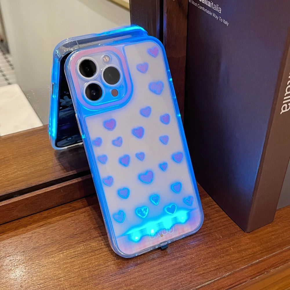 Luminous Call Light Up Flash Bowknot Phone Case For iPhone 17 16 15 13 12 11 14 Pro Max Plus FIve Color Light Change Cases Cover