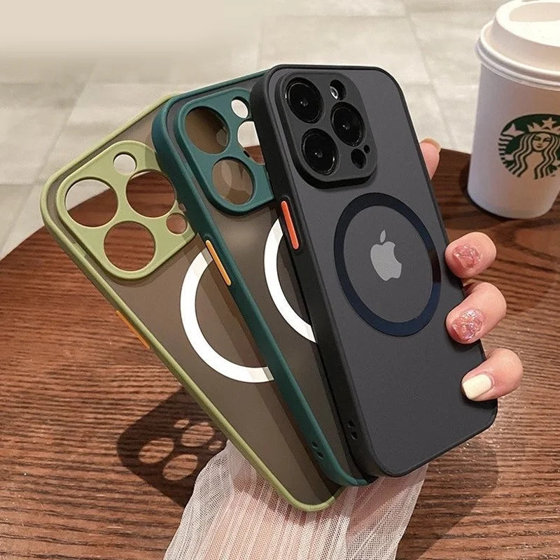 2026 NEW Hard Matte Case For iPhone 17 16 15 14 13 12 Pro Max Plus Phone Magsafe Magnetic ireless Charge Cover funda Capa