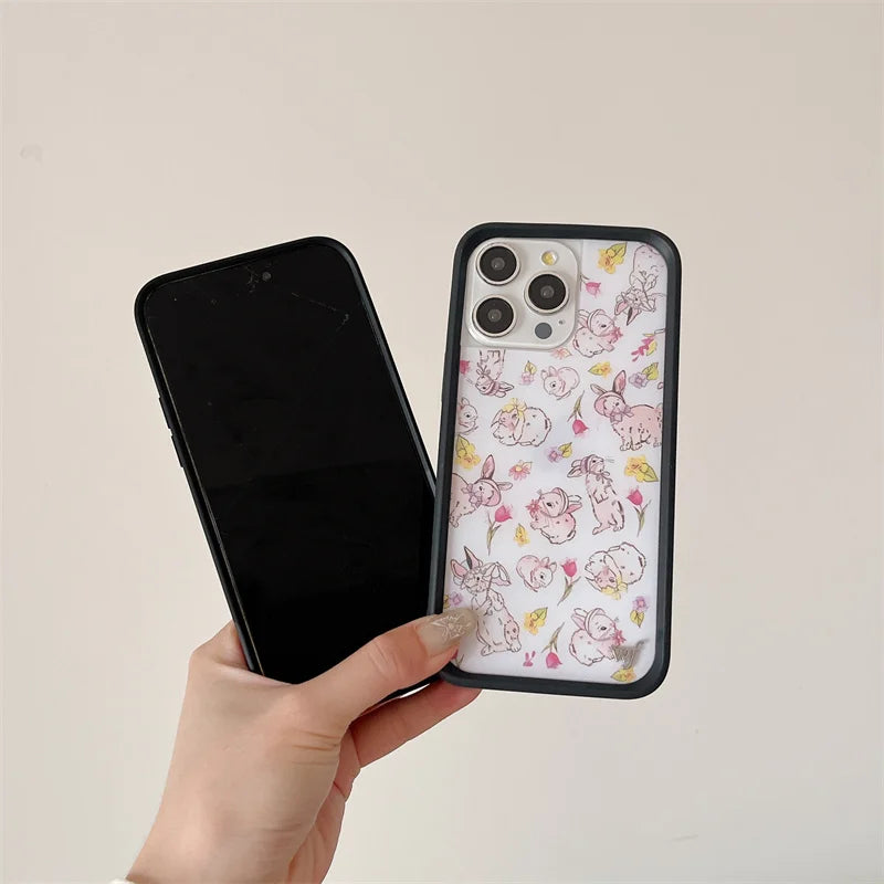 Wildflower 3D Girls Grassland rabbit Phone Case for iPhone 16 15 14 13 12 17 Pro Max Plus Air 17pro WF Pointe ballet shoes Cover