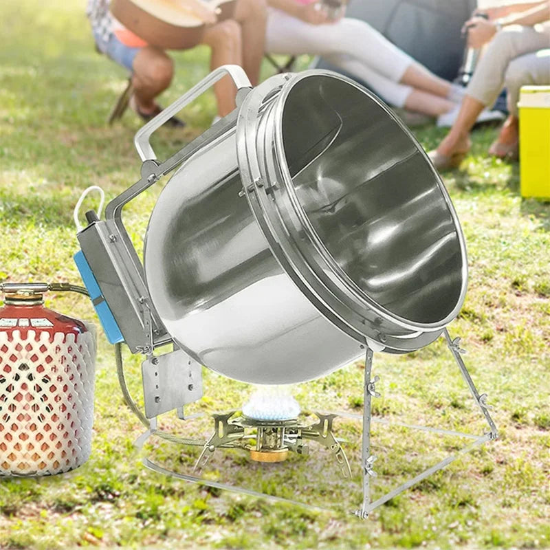 Stainless Steel Stir Fryer, Large Capacity Automatic Flipping and Cooking Machine, Home Outdoor Barbecue, Kitchen