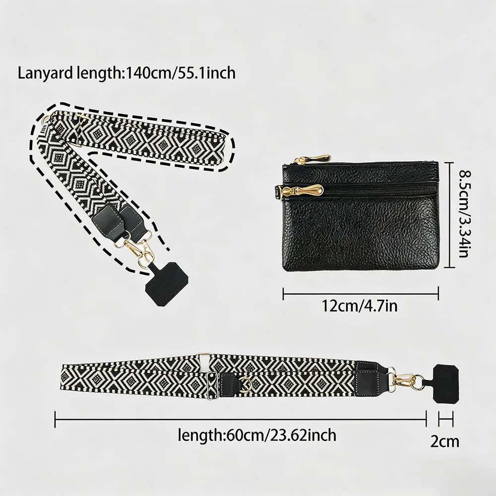 Bohemian Style Crossbody Mobile Phone Lanyards with Coin Purse Adjustable Disassembly Neck Strap for All Phone Case Accessories