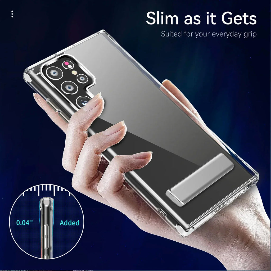 Kickstand Clear Mobile Phone Case for Samsung Galaxy S26 S25 Ultra Plus S24 S23 FE S22 Stand Cases Back Cover with Holder