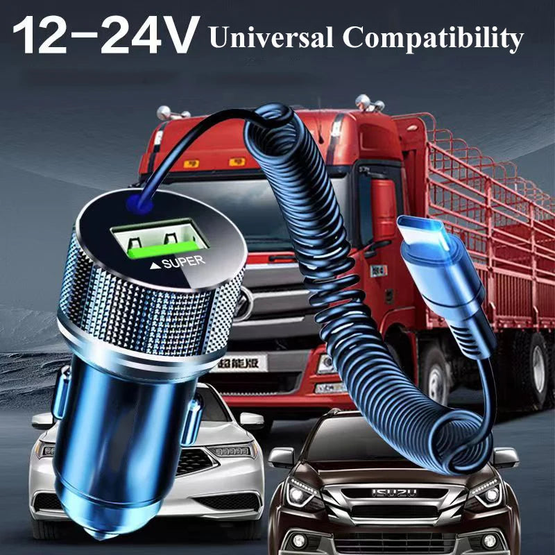 Powered by AliSave Plus          EDEBA Metal USB Car Charger with Type C Cable 12V Super Fast Charging Vehicle Adapter 2 in 1 for iPhone Samsung Huawei VIVO OPPO