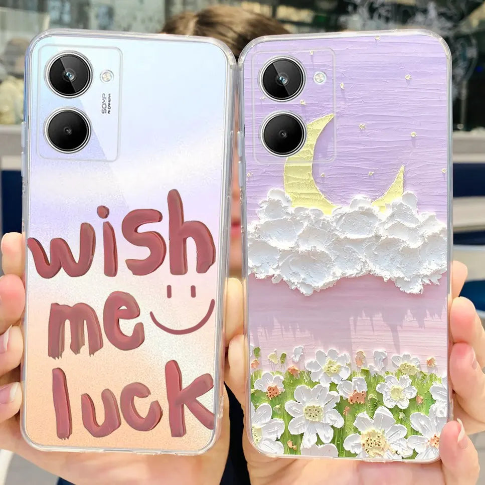 For Realme 10 4G RMX3630 Soft Silicone TPU Shockproof Phone Case For Realme 10 Cute Cartoon Pattern Bumper Protective Back Cover