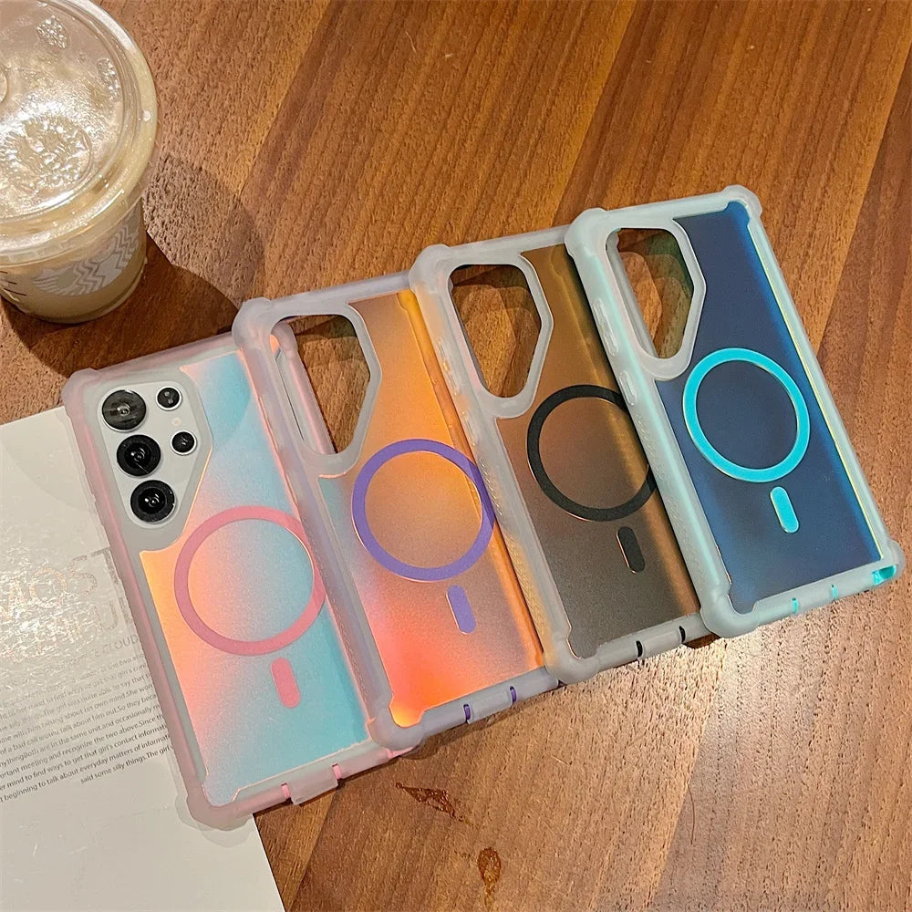 2026 Luxury Chameleon Color Changing Case for Galaxy S26 S25 Ultra S24 Plus Shockproof Magnetic Double Layer Protective Cover