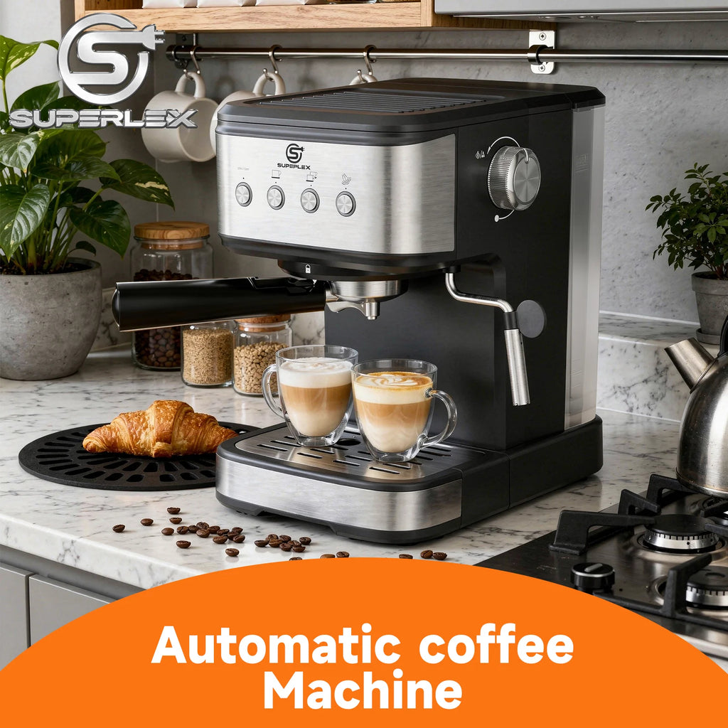 SUPERLEX Semi Automatic Italian Coffee Machine 1100W Pressure High-pressure Extraction and Milk Froth Two in One Coffee Machine