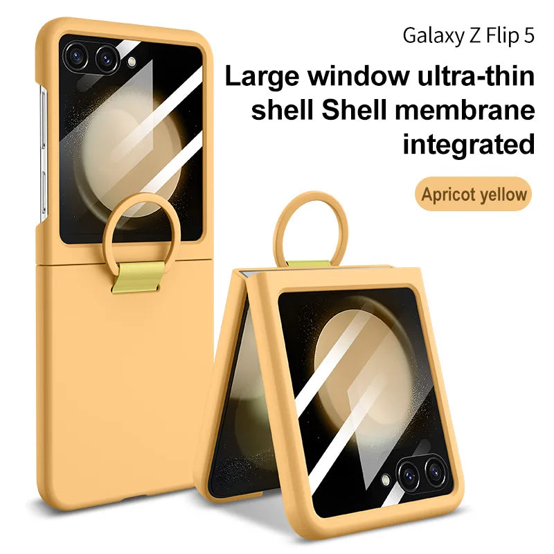 2026 Hot Skin Feel Glass Case for Samsung Galaxy Z Flip 7 FE 6 5 5G Fold business Fashion Cover Anti-knock Cases for Flip5 Flip6