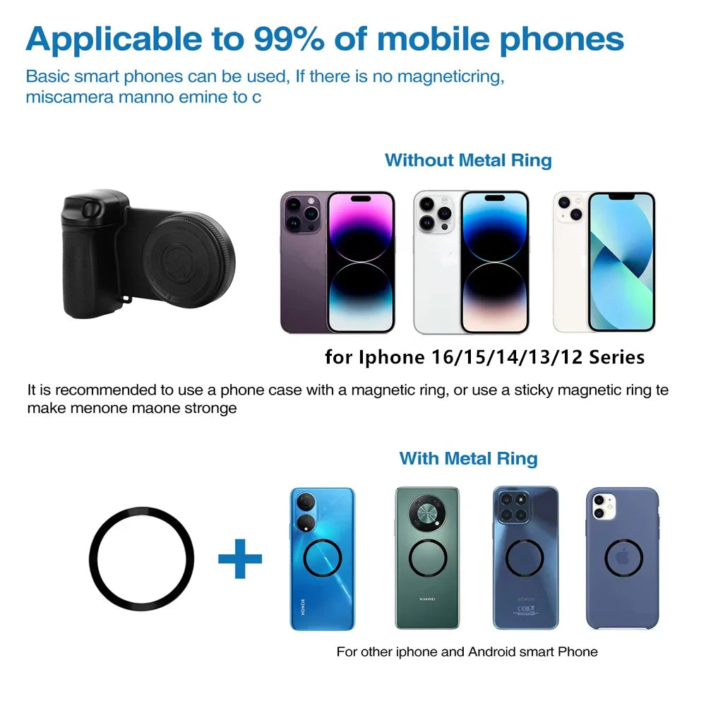 2026 Magsafe Bluetooth Shutter Phone Holder Camera Handle Grip Selfie Stablizer W FillLight Shooting for Iphone 16 15 14 Android