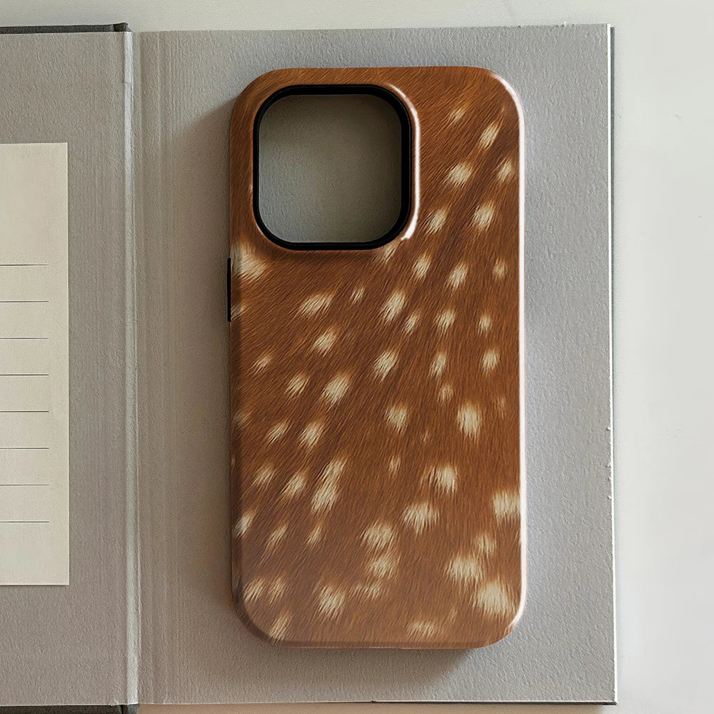 luxury Ins Brown Red Polka Dots Phone Case for iPhone 17 16 15 14 13 12 11 X XS XR XSMAX 7 8 Air Pro Max Plus Double-layer Cover