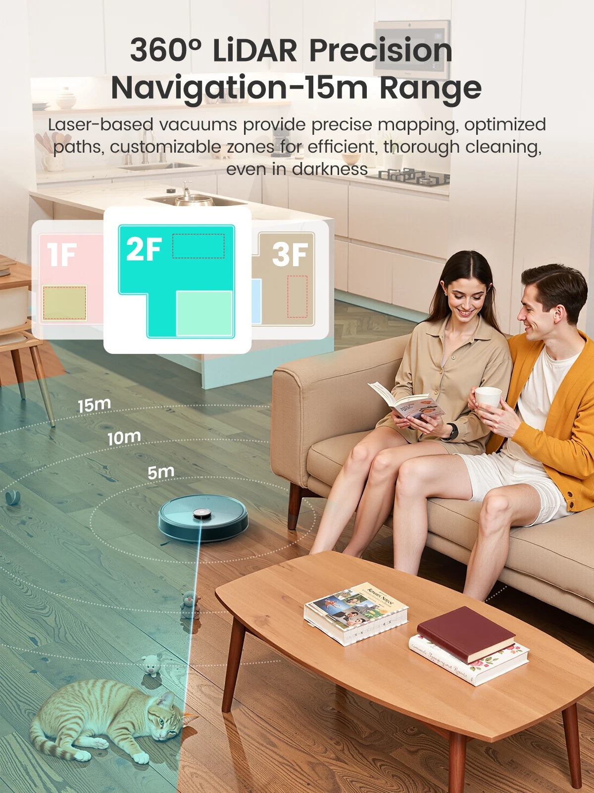 Lefant M3 Max Robot Vacuum Cleaner with Sweeping Function, 20000 Pa, LiDAR Navigation, Ideal for Pet Hair, Human Hair, and Dust