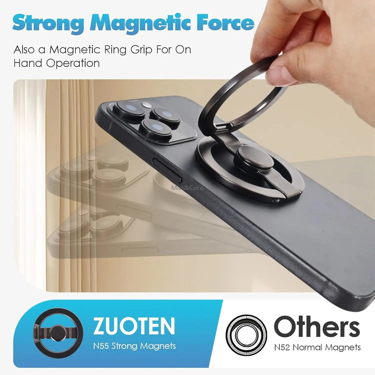 2026 Double-sided Magnetic Rotating Gyroscope Phone Holder Grip for IPhone 17 Air 16 15 14 Pro Max for Mag Safe Stand Accessories