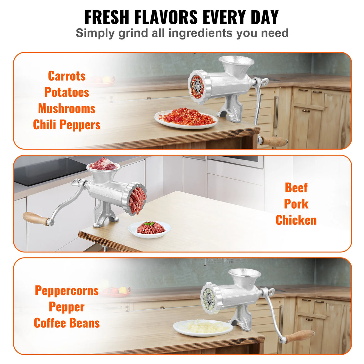 SucceBuy Manual Meat Grinder Heavy Duty Cast Iron Hand Meat Grinder Steel Table Clamp Meat Mincer Sausage Maker 1 Cutting Blade