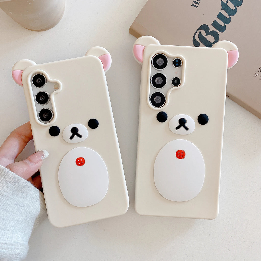 2026 Newest Cute 3D Cartoon Rilakkuma Bear Soft Silicone Phone Case Cover For Samsung Galaxy S25 S24 Ultra Plus S25Ultra