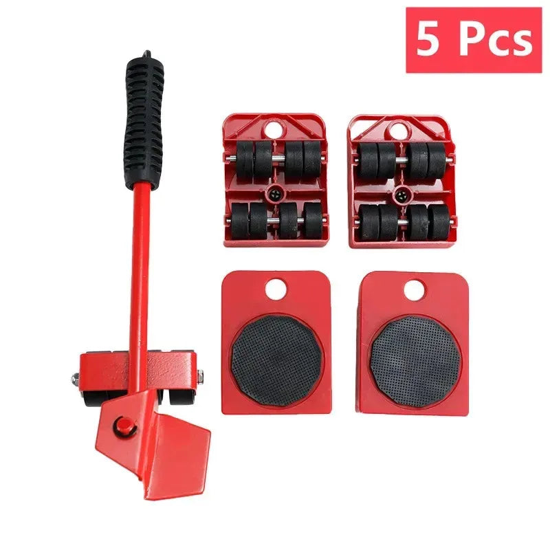 Heavy Duty Furniture Lifter & Mover Set – 4 Rollers + Wheel Bar, 360° Movement, Tool‑Free Assembly, for Sofas, Beds, Fridges