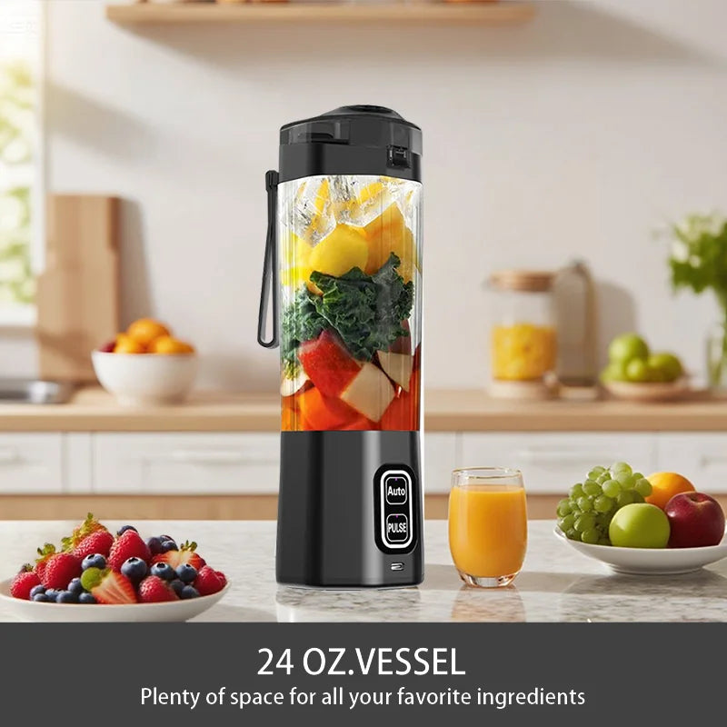 Portable Electric Juice Maker Blender 700ML USB Rechargeable Fruit Mixer 6 Blades Juicer for Shakes Smoothies Fresh Juicing Cup