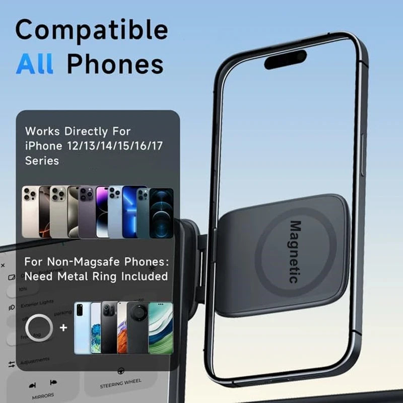 2026 Magnetic Phone Holder for MagSafe Car Mount with Dual Side Strong Magnets Ultrathin Adjustable Cell Phone Holder Universal
