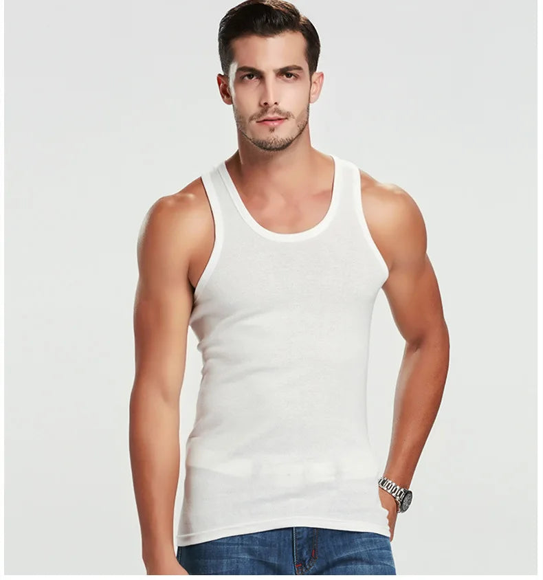 2025 New Men's Summer Lightweight Cotton Tight Vest Sports Casual Family Pajamas Outdoor Tight Top Breathable Quick Drying Vest