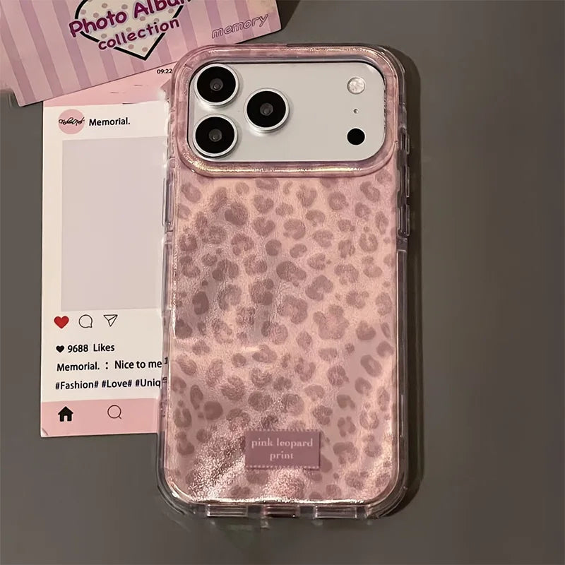Fashion Pink Leopard Pattern Phone Case Suitable For iPhone 13 14 15 16 17 Pro Promax 2026 New Anti-fall Phone Protective Case 5 sold