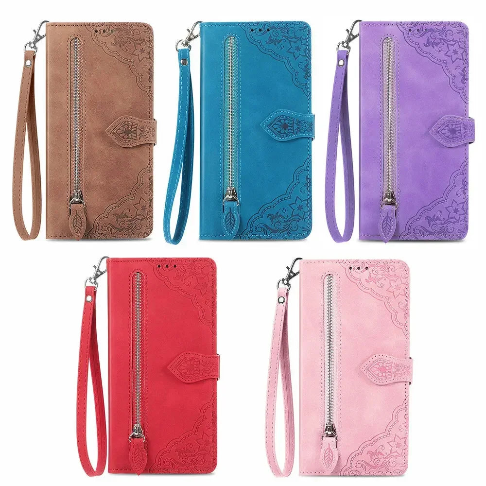 S25 S24 S23 Ultra S 26 S20 FE 5G Flip Case Zipper Card Texture Book Cover for Samsung Galaxy S21 Plus S22 S26 Ultra S 25 24 Capa