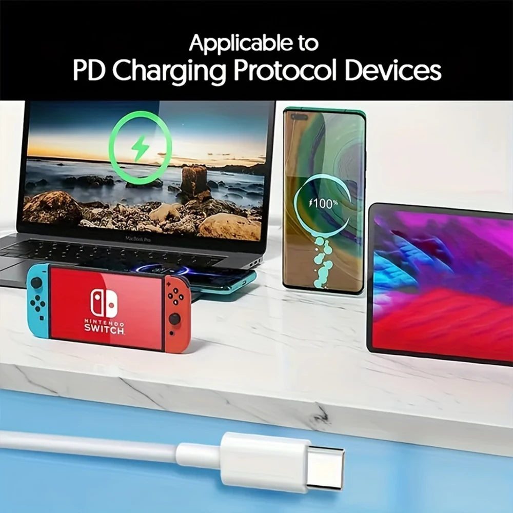 Dual Type-C Fast Charger Cable & PD 20W Foldable UK Adaper For iPhone 15 16 Pro Max Xiaomi Redmi Android Phone USB C Data Cord