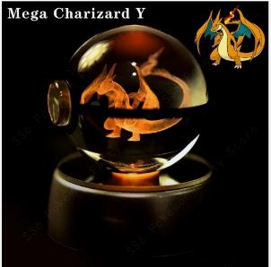 Pokemon Crystal Ball 3D Pikachu Gengar Mewtwo Night Light Lamp Pokeball Kid Gift