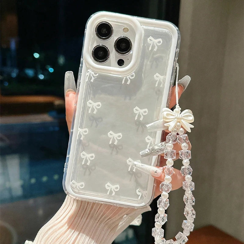 Fashion Lovely Bowknot Clear Phone Case For iPhone 17 16 15 14 13 12 14 Pro Max 16E X XR XS Max 7 8 Plus Transparent Soft Cover