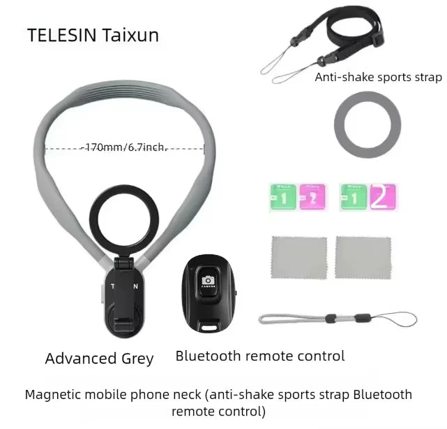 TELESIN Silicone Magnetic Quick Release Neck Mount Hold for IPhone 15 14 13 12 11 10 SAMSUNG HUAWEI XIAOMI Phone Accessories
