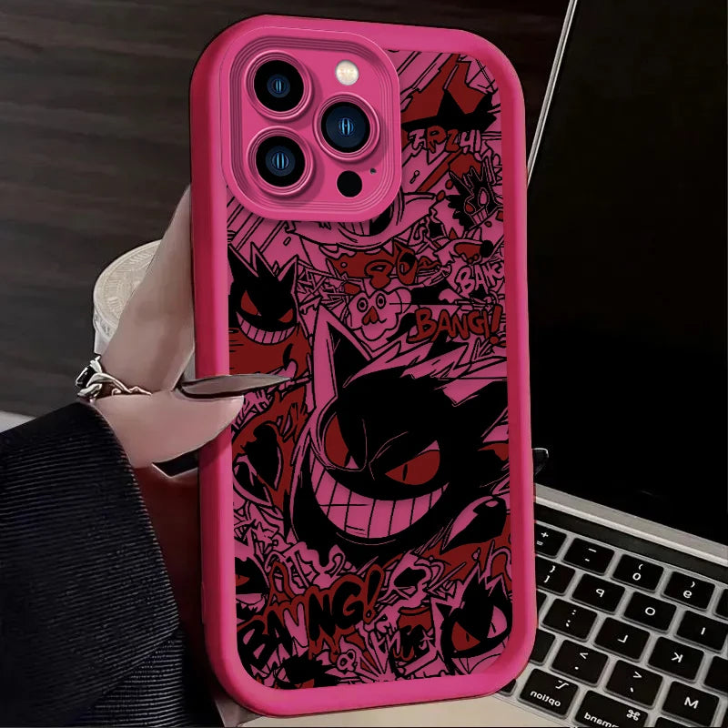 Luxury Gengar P-Pokemon Soft Case For iPhone 17 Air 16 16E 15 14 13 12 11 Pro Max X XS X S Max XR SE 2020 SE4 7 8 Silicone Cover