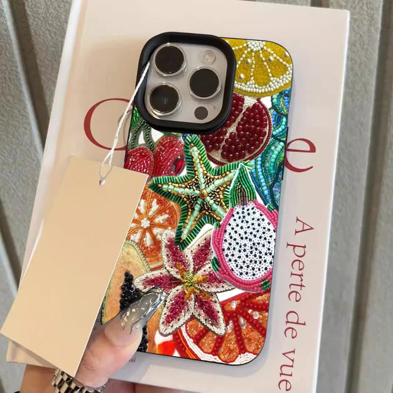 Retro Fruit Pattern Phone Case For iPhone 17 Pro Max 16 15 14 13 12 11 Pro Max 16e X XR XS Max 15 14 Plus Shockproof Soft Cover