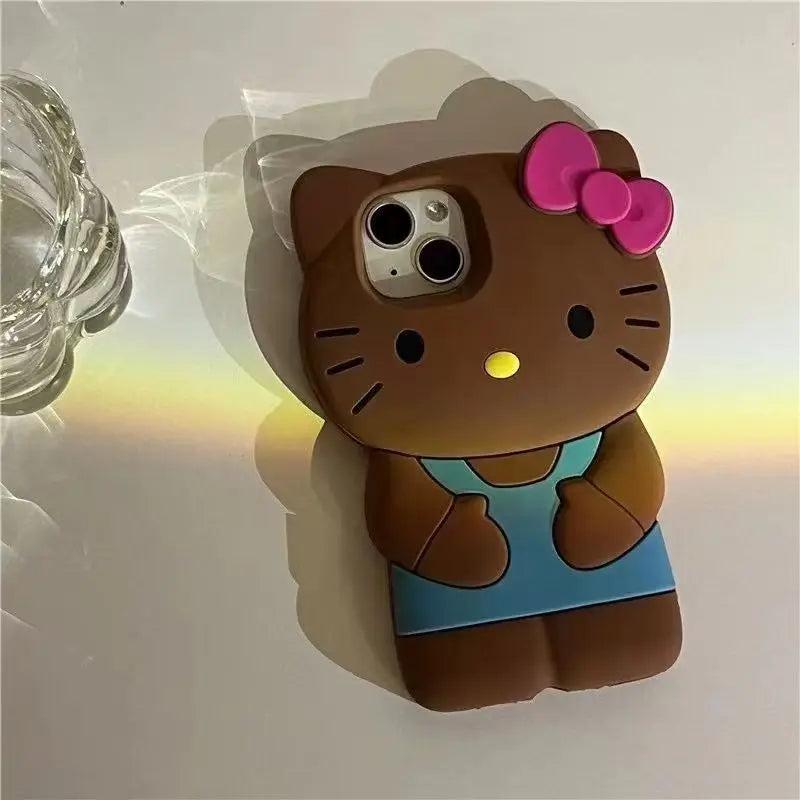 Bowknot Kitty Cat 3D Silicone Soft Phone Case For iPhone 17 Pro Max 16 15 14 Plus 13 Mini 12 11 7 8 4 4S 5 5S X XR SE