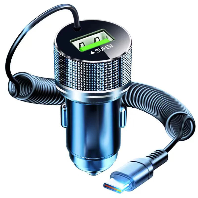 Powered by AliSave Plus          EDEBA Metal USB Car Charger with Type C Cable 12V Super Fast Charging Vehicle Adapter 2 in 1 for iPhone Samsung Huawei VIVO OPPO