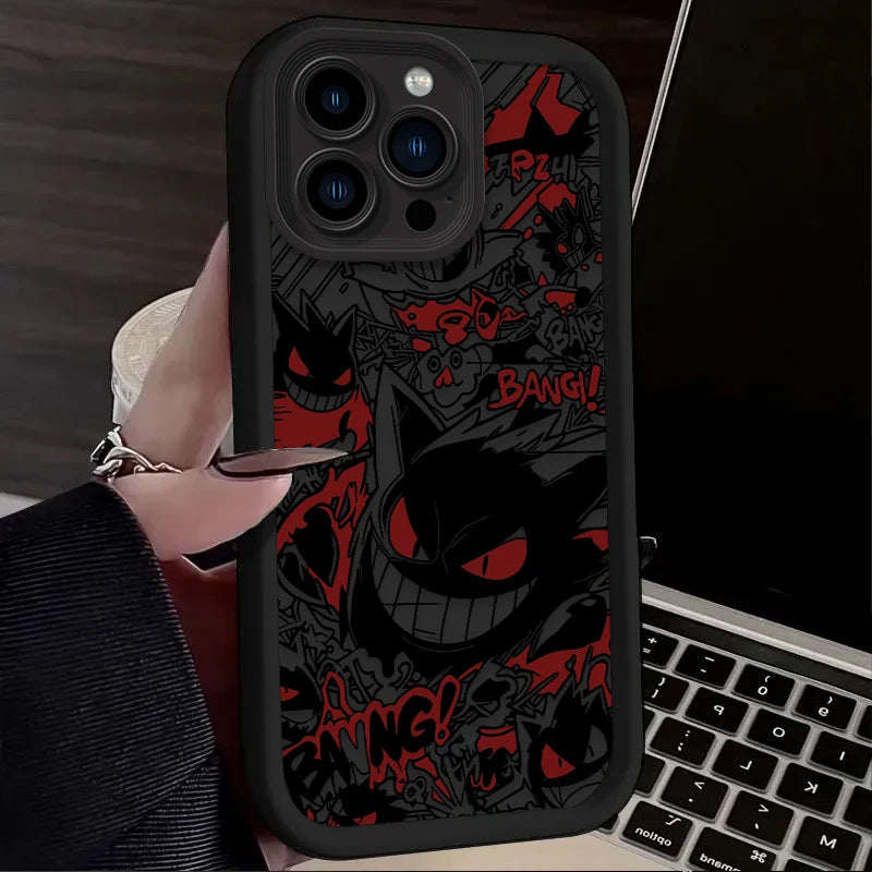Luxury Gengar P-Pokemon Soft Case For iPhone 17 Air 16 16E 15 14 13 12 11 Pro Max X XS X S Max XR SE 2020 SE4 7 8 Silicone Cover