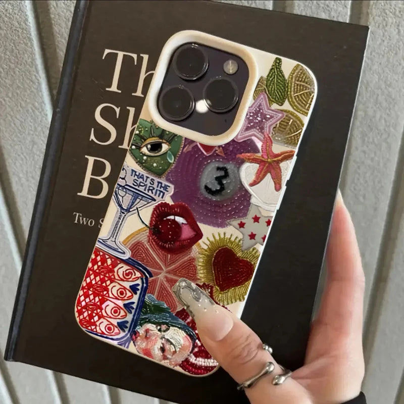 Retro Fruit Pattern Phone Case For iPhone 17 Pro Max 16 15 14 13 12 11 Pro Max 16e X XR XS Max 15 14 Plus Shockproof Soft Cover