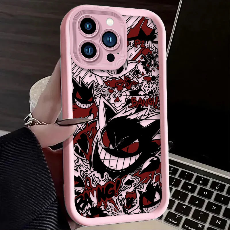 Luxury Gengar P-Pokemon Soft Case For iPhone 17 Air 16 16E 15 14 13 12 11 Pro Max X XS X S Max XR SE 2020 SE4 7 8 Silicone Cover