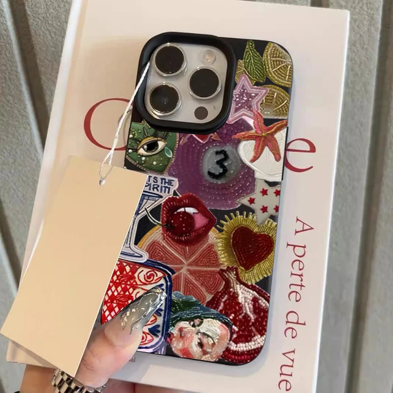 Retro Fruit Pattern Phone Case For iPhone 17 Pro Max 16 15 14 13 12 11 Pro Max 16e X XR XS Max 15 14 Plus Shockproof Soft Cover
