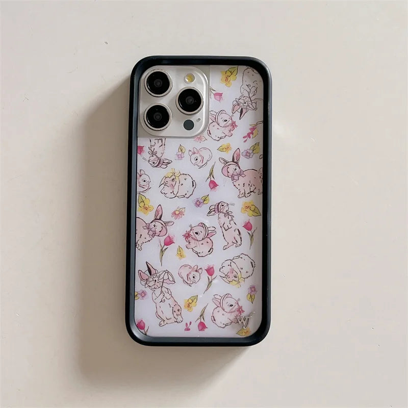 Wildflower 3D Girls Grassland rabbit Phone Case for iPhone 16 15 14 13 12 17 Pro Max Plus Air 17pro WF Pointe ballet shoes Cover