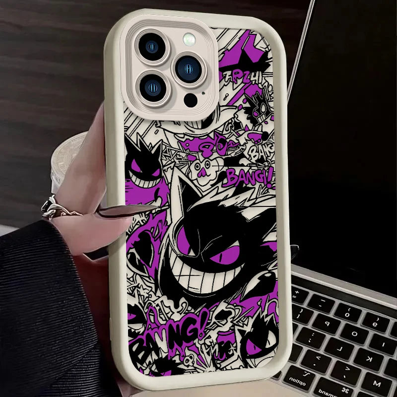 Luxury Gengar P-Pokemon Soft Case For iPhone 17 Air 16 16E 15 14 13 12 11 Pro Max X XS X S Max XR SE 2020 SE4 7 8 Silicone Cover